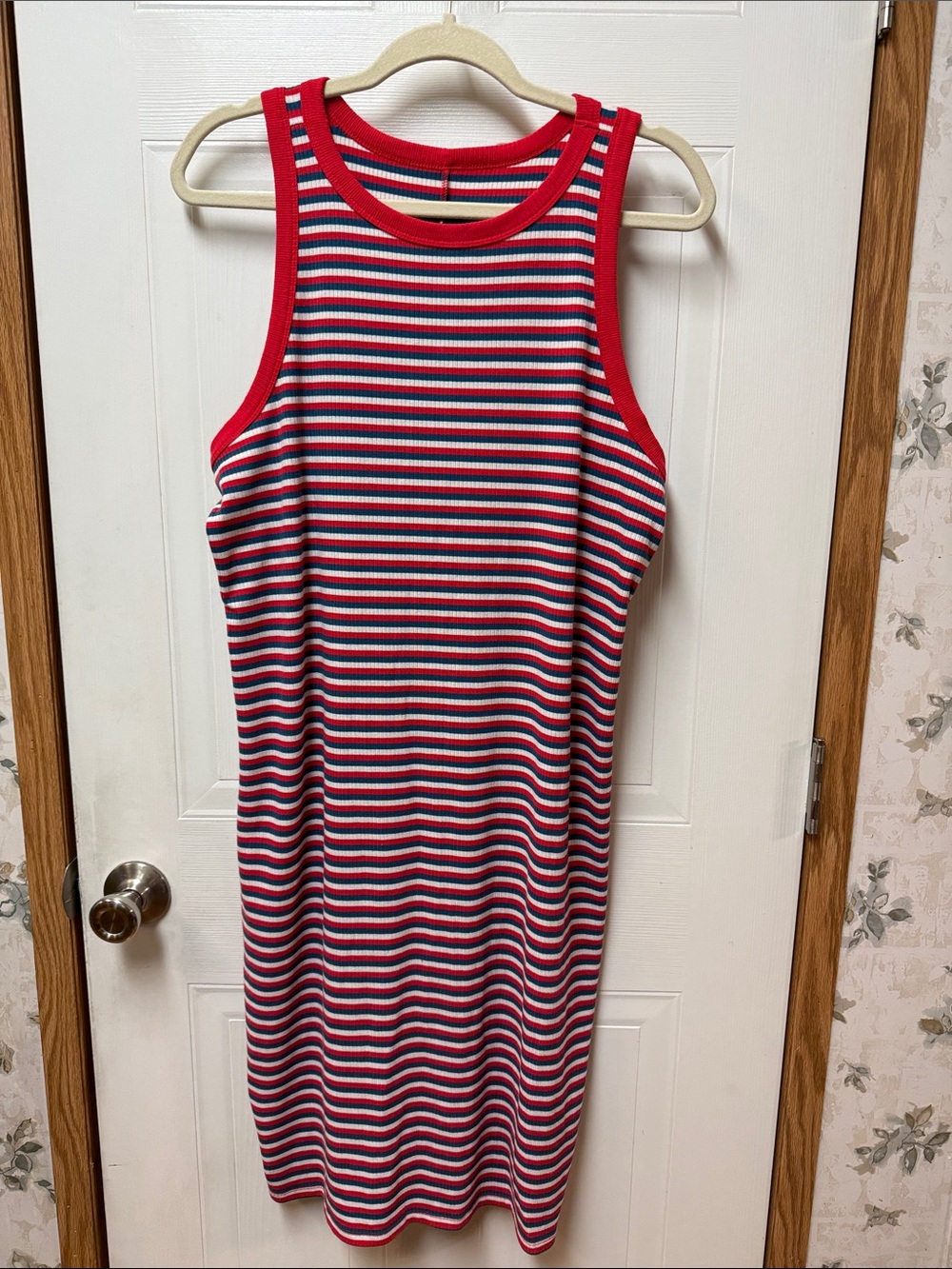 torrid Red, Navy & White Striped Ribbed Tank Dress